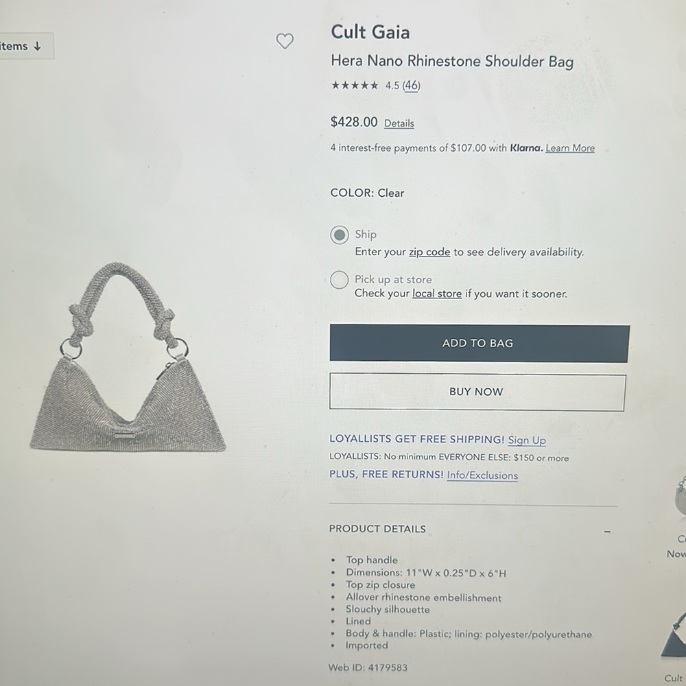 cult gaia Silver Crystal Mesh Shoulder Bag - Picture 6 of 6